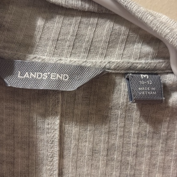 Lands' End Gray open Cardigan Sweater Lightweight Knit - size medium - ribbed - Picture 2 of 5